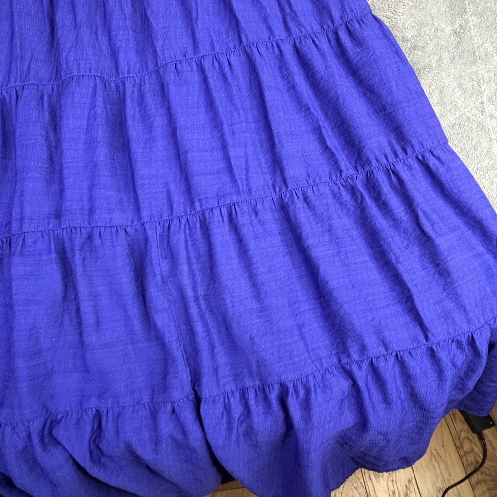 J. Jill Maxi Dress Women XL Purple Blue Tiered Sleeveless Boho Slub Lined XL - Picture 4 of 7
